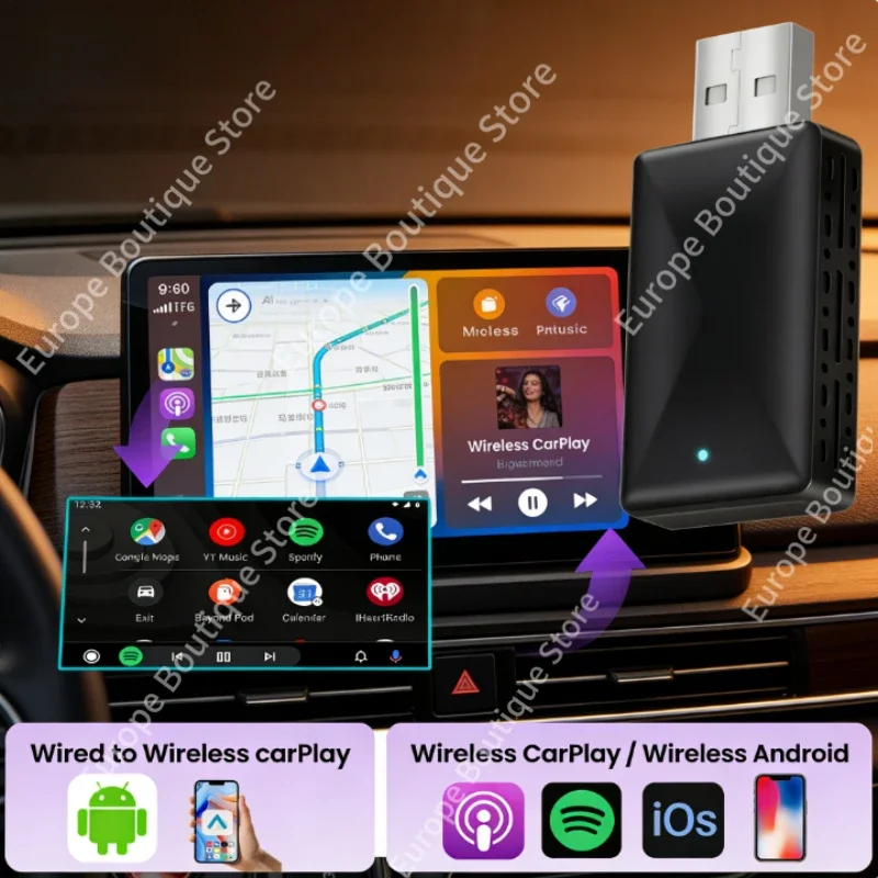 Мини-адаптер беспроводного подключения 2 в 1, автомобильный Wi-Fi 5G, беспроводной адаптер CarPlay, Bluetooth 5,4, быстрый адаптер Android Auto
Мини-адаптер беспроводного подключения 2 в 1, автомобильный Wi-Fi 5G, беспроводной адаптер CarPlay, Bluetooth 5,4, быстрый адаптер Android Auto