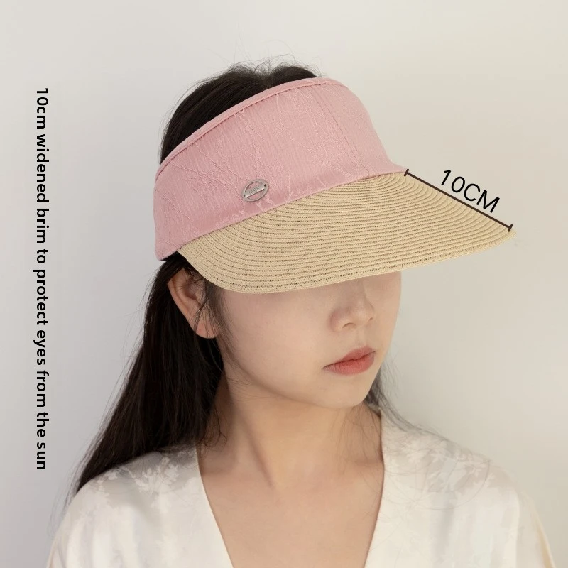 Women's summer sun protection visor hat with large brim and letter decoration, suitable for outings
Women's summer sun protection visor hat with large brim and letter decoration, suitable for outings
