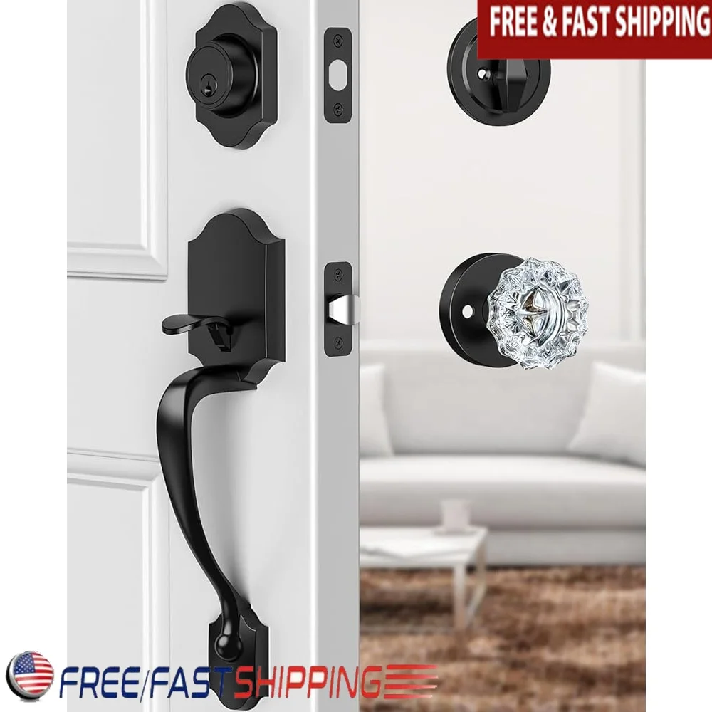 Black Door Lock Set with Crystal Knob Deadbolt Front Entry Handle Easy Installation Security Solution Home
Black Door Lock Set with Crystal Knob Deadbolt Front Entry Handle Easy Installation Security Solution Home