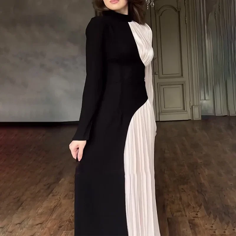 Women's Elegant Party Dress O-Neck Long Sleeve Sexy High Waist Slim Fit Contrast Color Fashion Evening Cocktail Dress
Women's Elegant Party Dress O-Neck Long Sleeve Sexy High Waist Slim Fit Contrast Color Fashion Evening Cocktail Dress