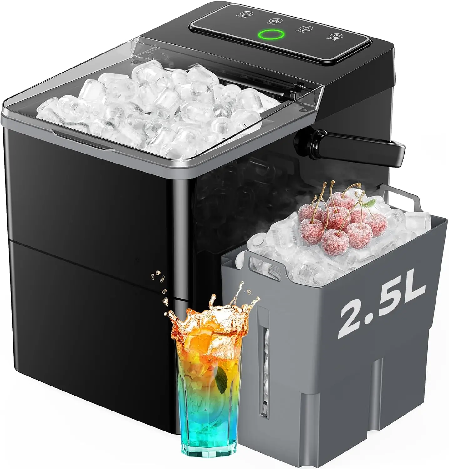 Countertop Ice Maker with 2.5L Ice Basket, 1.8L Water Tank, 9 Bullet Ice Cubes in 6 Mins, LED Touch Control, Self-Cleaning, 2
Countertop Ice Maker with 2.5L Ice Basket, 1.8L Water Tank, 9 Bullet Ice Cubes in 6 Mins, LED Touch Control, Self-Cleaning, 2
