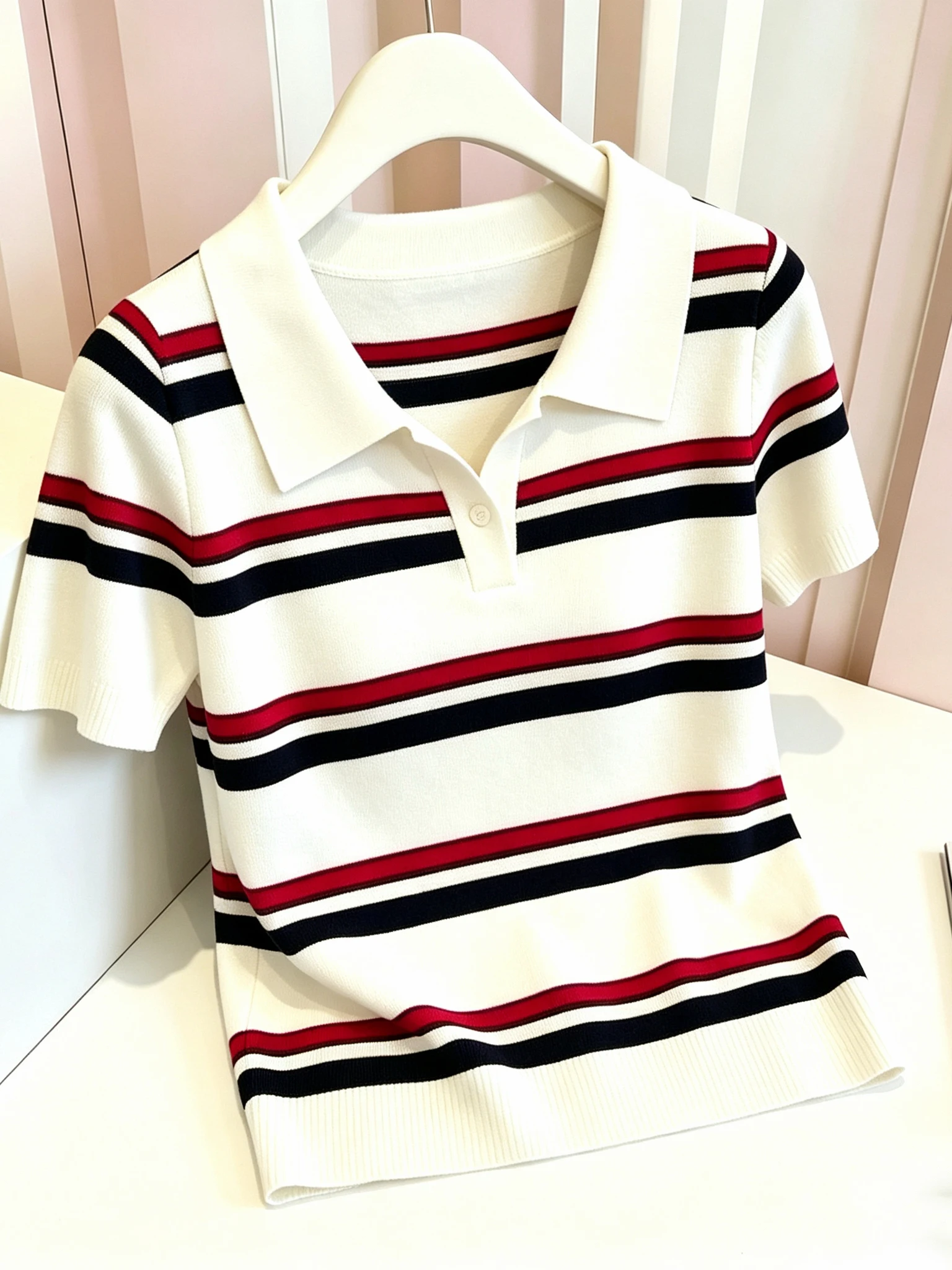 Slimming Loose Fit Short Sleeve Neck T-Shirt Women's Summer Thin Korean Style Breathable Comfortable Striped Pattern
Slimming Loose Fit Short Sleeve Neck T-Shirt Women's Summer Thin Korean Style Breathable Comfortable Striped Pattern