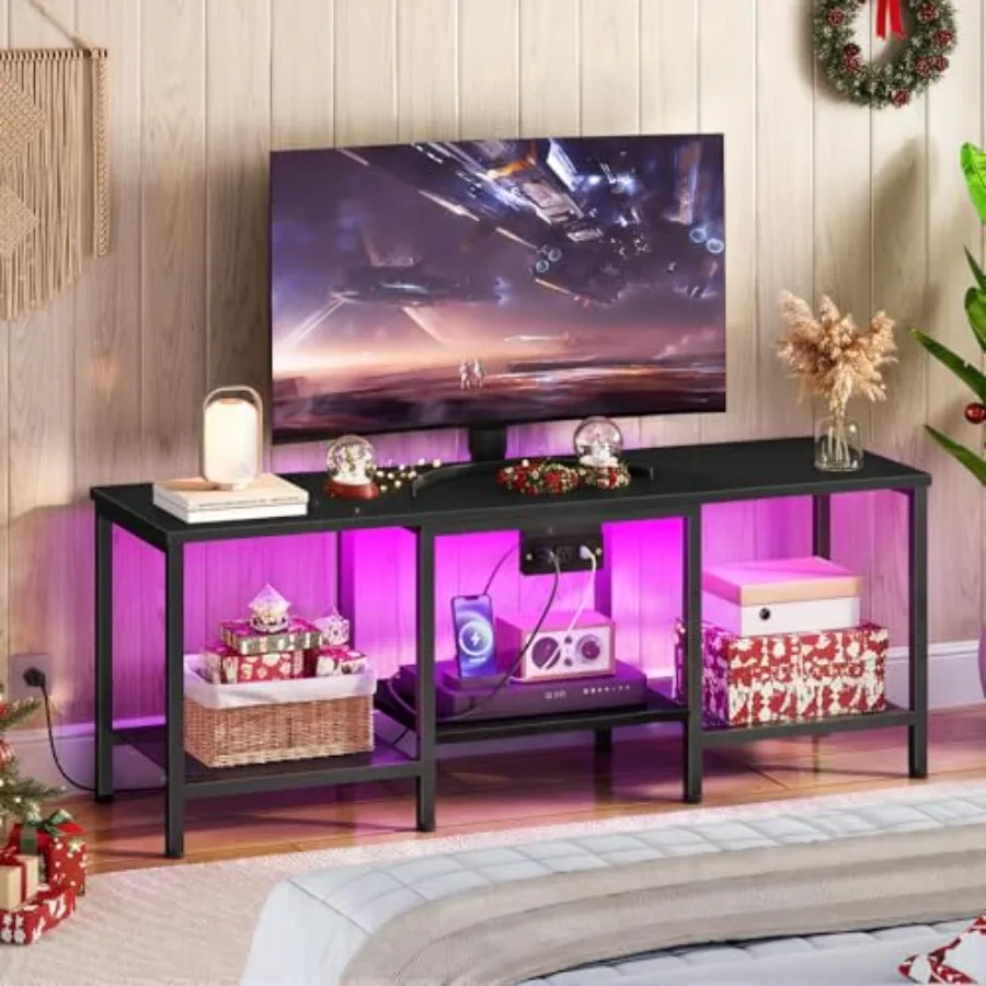 TV Stand with Charging Station for 55 Inches LED Entertainment Center Media TV Console Table with Open Storage Shelving
TV Stand with Charging Station for 55 Inches LED Entertainment Center Media TV Console Table with Open Storage Shelving