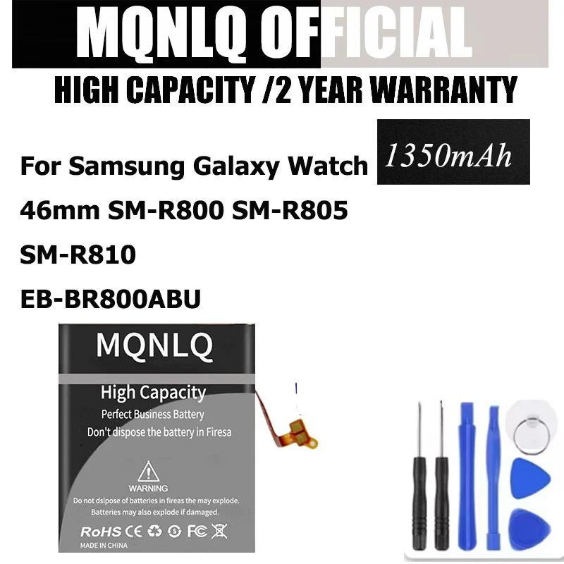 Аккумулятор 1350 мАч для Samsung Galaxy Watch 46 мм SM-R800 SM-R805 SM-R810 EB-BR800ABU, новые сменные аккумуляторы для умных часов
Аккумулятор 1350 мАч для Samsung Galaxy Watch 46 мм SM-R800 SM-R805 SM-R810 EB-BR800ABU, новые сменные аккумуляторы для умных часов