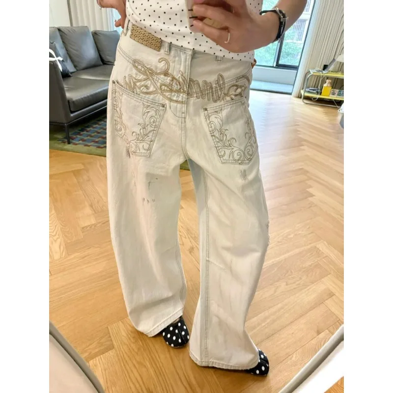Vintage Embroidery Wide Leg Jeans Women High Waist Light Blue Baggy Jeans Y2K Streetwear Casual Cargo Pants Women Streetwear
Vintage Embroidery Wide Leg Jeans Women High Waist Light Blue Baggy Jeans Y2K Streetwear Casual Cargo Pants Women Streetwear