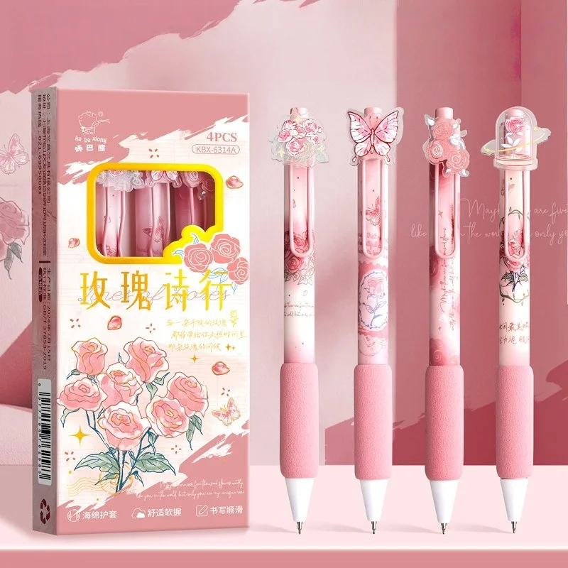 4pcs Quick-Drying Retractable Gel Pen Pink rose for Students Soft ST Grip Smooth Black Ink for School Supplies
4pcs Quick-Drying Retractable Gel Pen Pink rose for Students Soft ST Grip Smooth Black Ink for School Supplies