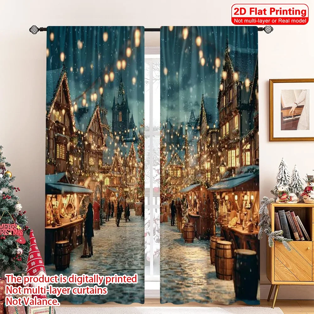 2pcs 2D flat printing Merry Christmas Popular Window Curtains Christmas Market Night View Versatile Polyester Fabric Without
2pcs 2D flat printing Merry Christmas Popular Window Curtains Christmas Market Night View Versatile Polyester Fabric Without