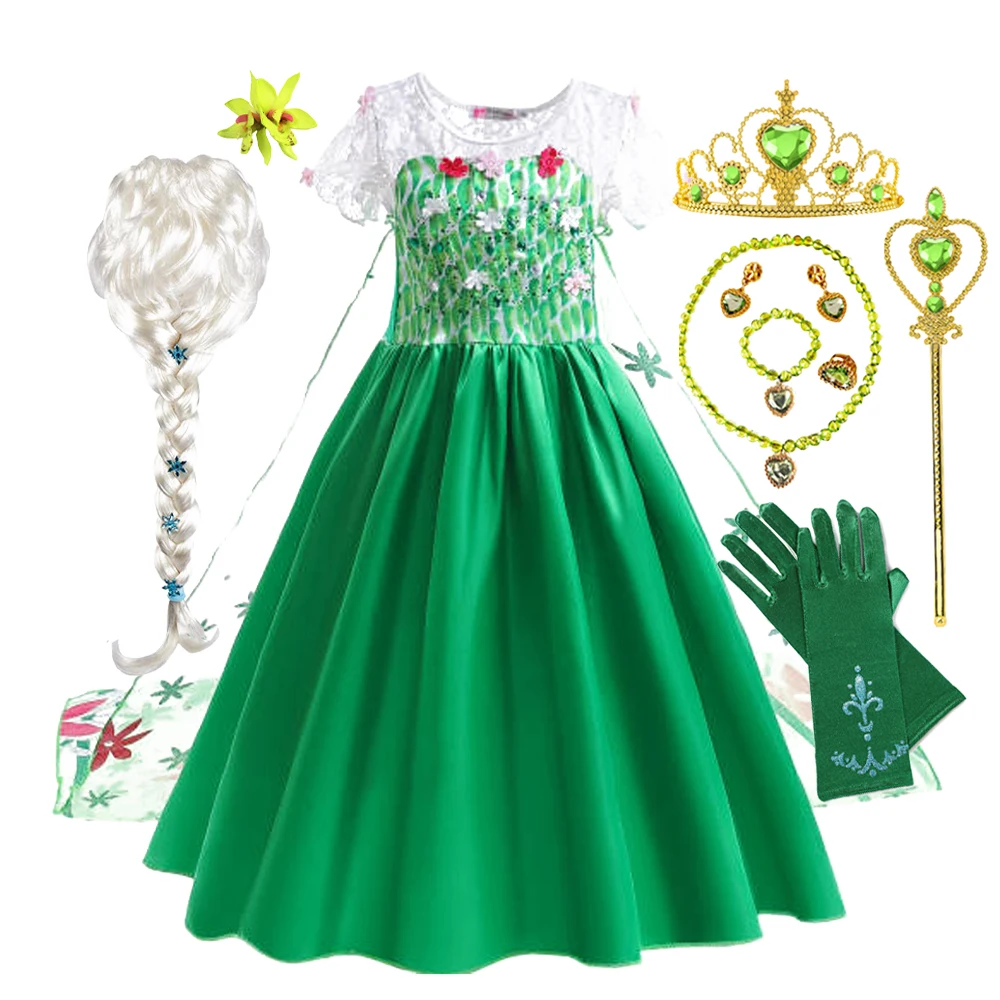 Детское платье Эльзы зеленого цвета, платье принцессы с кружевом и цветами, детская одежда с накидкой Набор для карнавальной вечеринки
Детское платье Эльзы зеленого цвета, платье принцессы с кружевом и цветами, детская одежда с накидкой Набор для карнавальной вечеринки