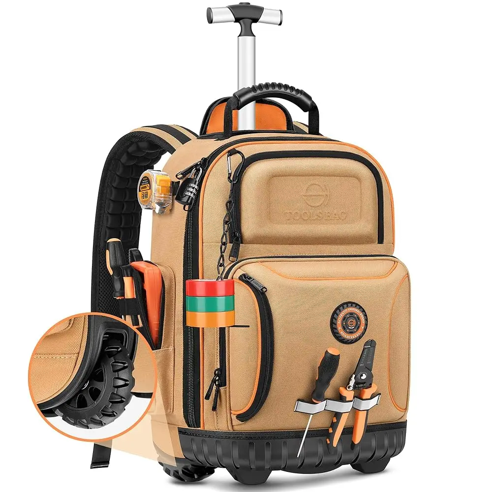 Backpa Tool Bag With Wheel, Rolling Tool Backpa For Electrician Heavy Duty Canvas Roller Tool Bag On Wheel For Construction
Backpa Tool Bag With Wheel, Rolling Tool Backpa For Electrician Heavy Duty Canvas Roller Tool Bag On Wheel For Construction