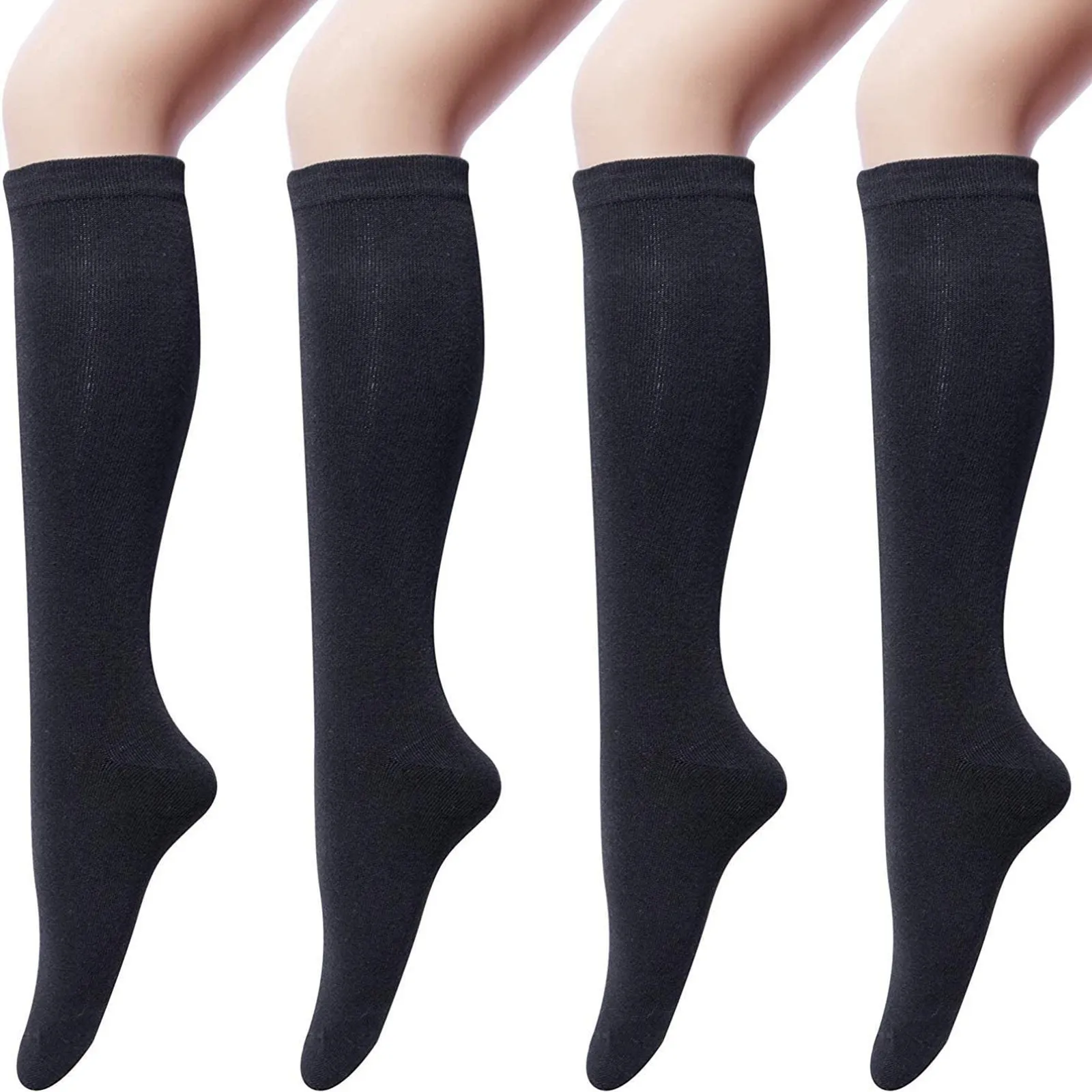 4-Pack Women's Knee-High Socks Black Soft Stretchy Cotton Boot Socks for Dress Skirts Comfortable Hosiery for Daily Wear
4-Pack Women's Knee-High Socks Black Soft Stretchy Cotton Boot Socks for Dress Skirts Comfortable Hosiery for Daily Wear