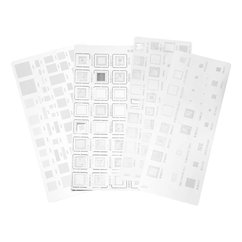 4 шт. универсальный трафарет BGA для MTK MSM Samsung Huawei Xiaomi Ipad CPU RAM PM Power IC Reball Pin шаблон прямого нагрева
4 шт. универсальный трафарет BGA для MTK MSM Samsung Huawei Xiaomi Ipad CPU RAM PM Power IC Reball Pin шаблон прямого нагрева