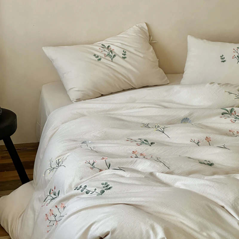 Linen Cotton Jacquard Flowers Embroidery Bedding Set Queen King Size Duvet Cover Set Flat/Fitted Bed Sheet Pillowcases 4Pcs
Linen Cotton Jacquard Flowers Embroidery Bedding Set Queen King Size Duvet Cover Set Flat/Fitted Bed Sheet Pillowcases 4Pcs