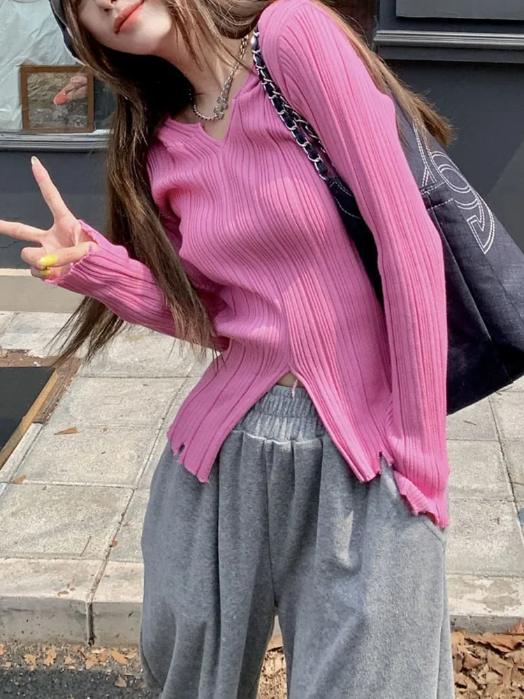 Casual Loose Fashion Street Woman Pullovers White Green Pink V-neck Knitted Top Female Korean Slim Solid Color Women Pullovers
Casual Loose Fashion Street Woman Pullovers White Green Pink V-neck Knitted Top Female Korean Slim Solid Color Women Pullovers