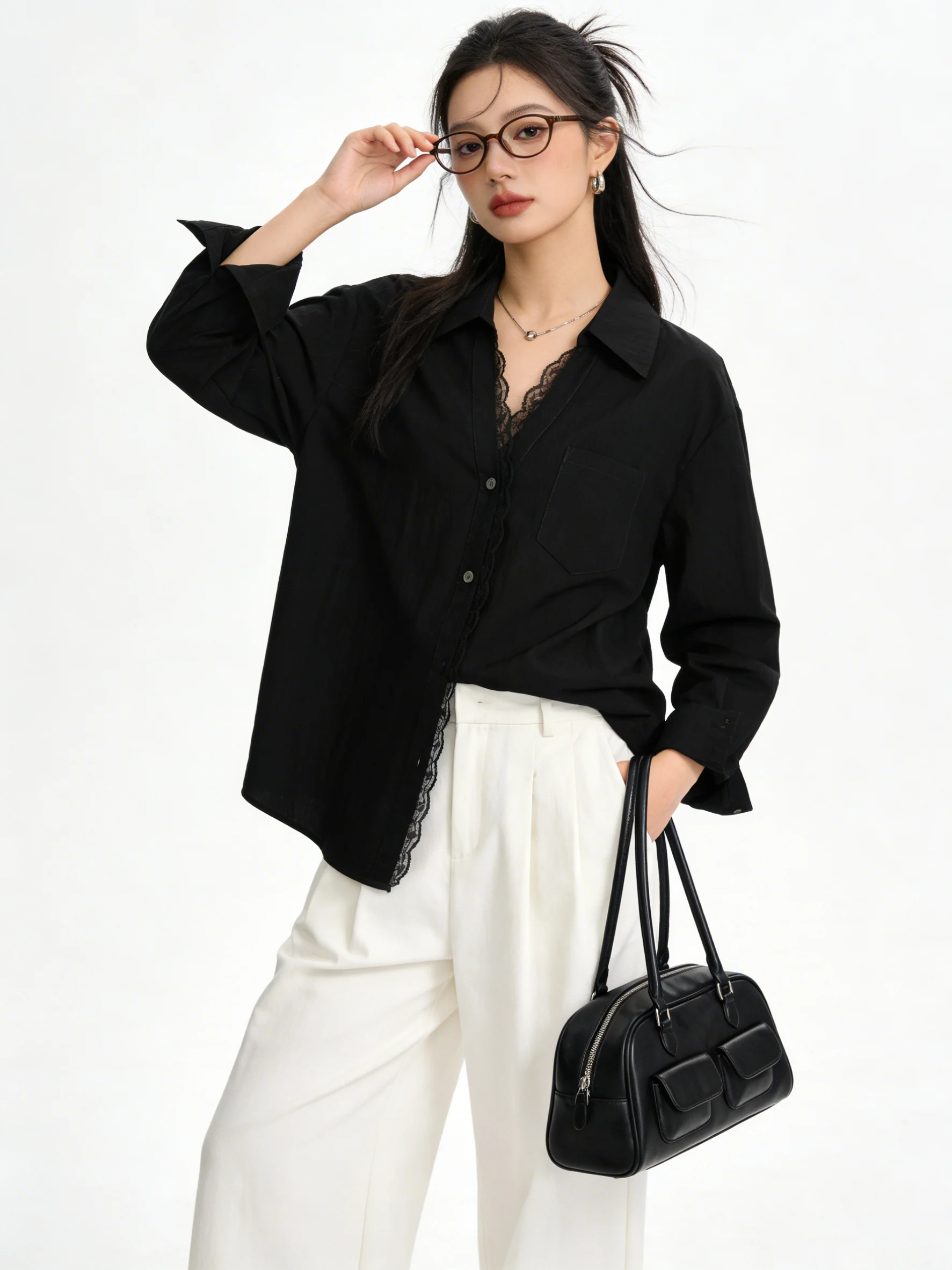 Lace Trim Collar Patchwork Long Sleeve Shirt Jacket Loose Commute Style Design Open Cardigan V Neck Breathable Sun Prote...
Lace Trim Collar Patchwork Long Sleeve Shirt Jacket Loose Commute Style Design Open Cardigan V Neck Breathable Sun Prote...