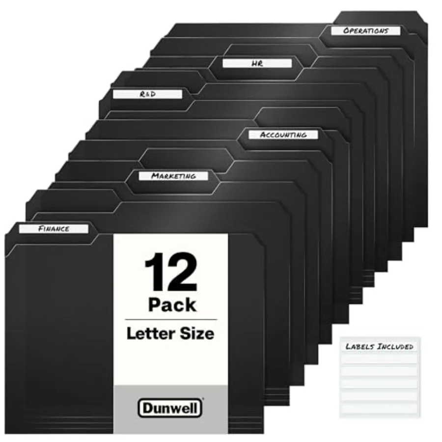 Plastic Black 3-Tab Folders, Pack,Sturdy 1/3 Tab File Folders for 8.5x11 Documents, Plastic Manila Filing Sleeves, Acid-Free Po
Plastic Black 3-Tab Folders, Pack,Sturdy 1/3 Tab File Folders for 8.5x11 Documents, Plastic Manila Filing Sleeves, Acid-Free Po