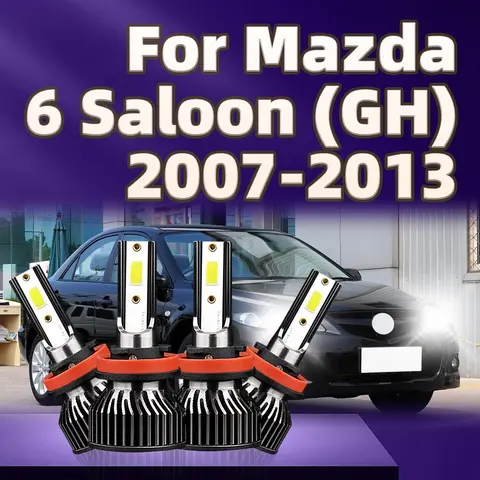 4Pcs 130W Car Headlight 6000K H9 H11 Bulb LED Light For Mazda 6 Saloon (GH) 2007 2008 2009 2010 2011 2012 2013