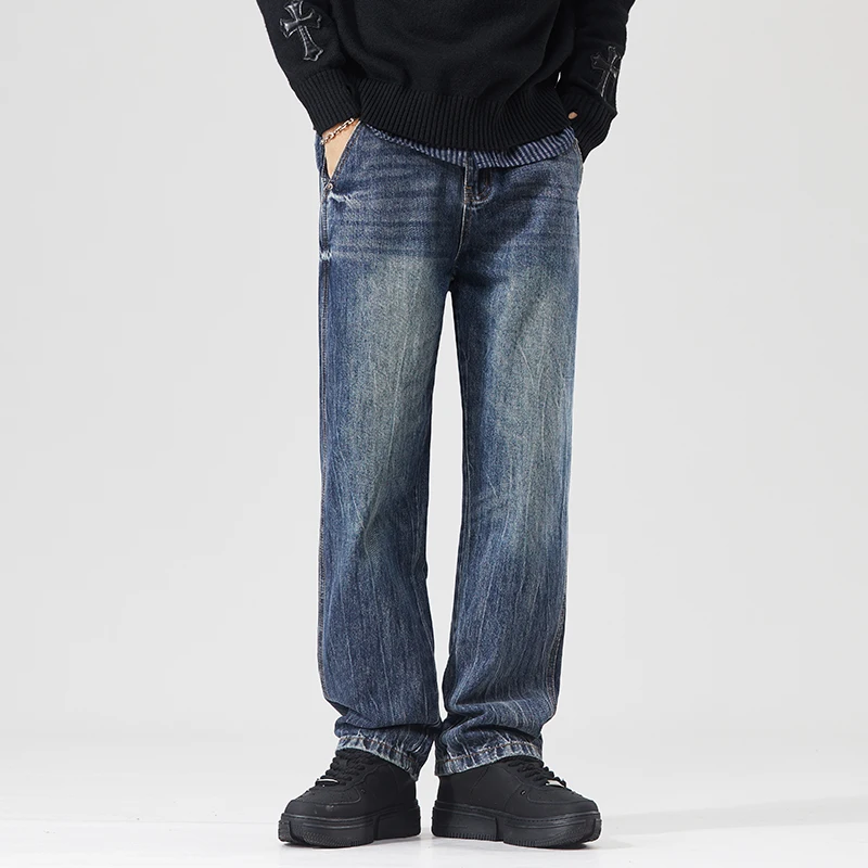 Washed dark blue jeans men's trendy straight leg loose American retro casual wide leg pants 2024 denim jeans for men
Washed dark blue jeans men's trendy straight leg loose American retro casual wide leg pants 2024 denim jeans for men