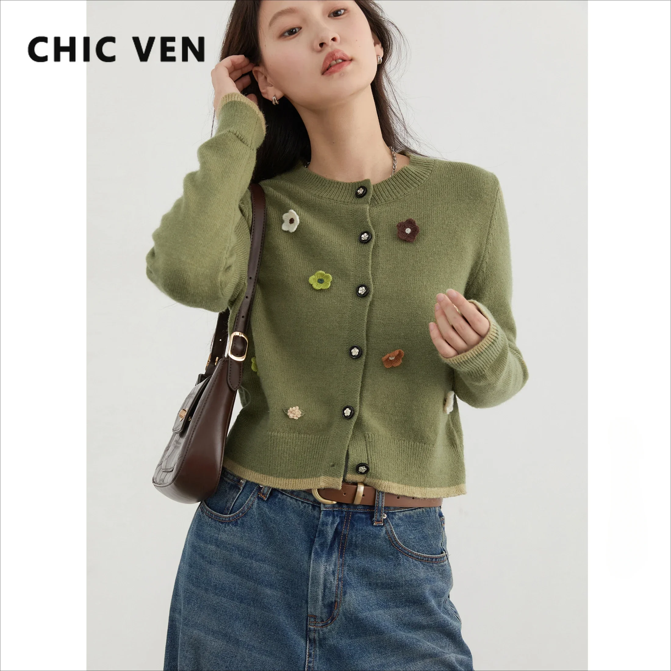 CHIC VEN Women Sweaters O Neck Loose Casual New Crochet Flower Contrast Knitted Cardigan Female Jumpers Autumn Winter 2024
CHIC VEN Women Sweaters O Neck Loose Casual New Crochet Flower Contrast Knitted Cardigan Female Jumpers Autumn Winter 2024