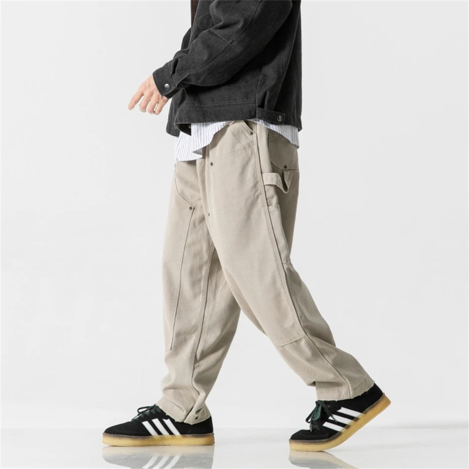 Mens Canvas Cargo Pants Harajuku Vintage Baggy Casual Pant Trousers Men Japan Streetwear Double Knee Splice Wide Leg Pants Male
Mens Canvas Cargo Pants Harajuku Vintage Baggy Casual Pant Trousers Men Japan Streetwear Double Knee Splice Wide Leg Pants Male