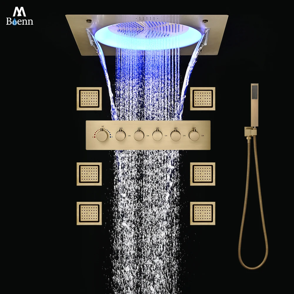 M Boenn Bathroom Complete Luxurious Showers System Set Feature Thermostatic Diverter High-Quality LED Lighting Music Shower Head
M Boenn Bathroom Complete Luxurious Showers System Set Feature Thermostatic Diverter High-Quality LED Lighting Music Shower Head