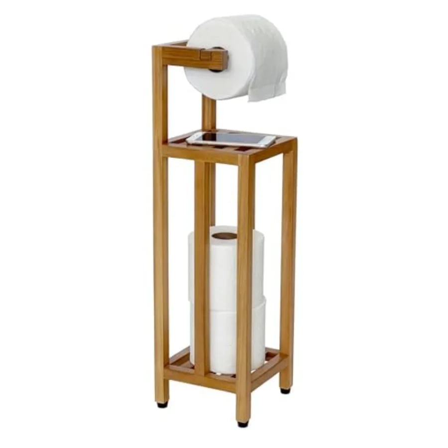 Freestanding Teak Toilet Paper Holder Stand with Shelf and Storage Solid Wood Bathroom Organizer Black Finish Fully Assembled T
Freestanding Teak Toilet Paper Holder Stand with Shelf and Storage Solid Wood Bathroom Organizer Black Finish Fully Assembled T