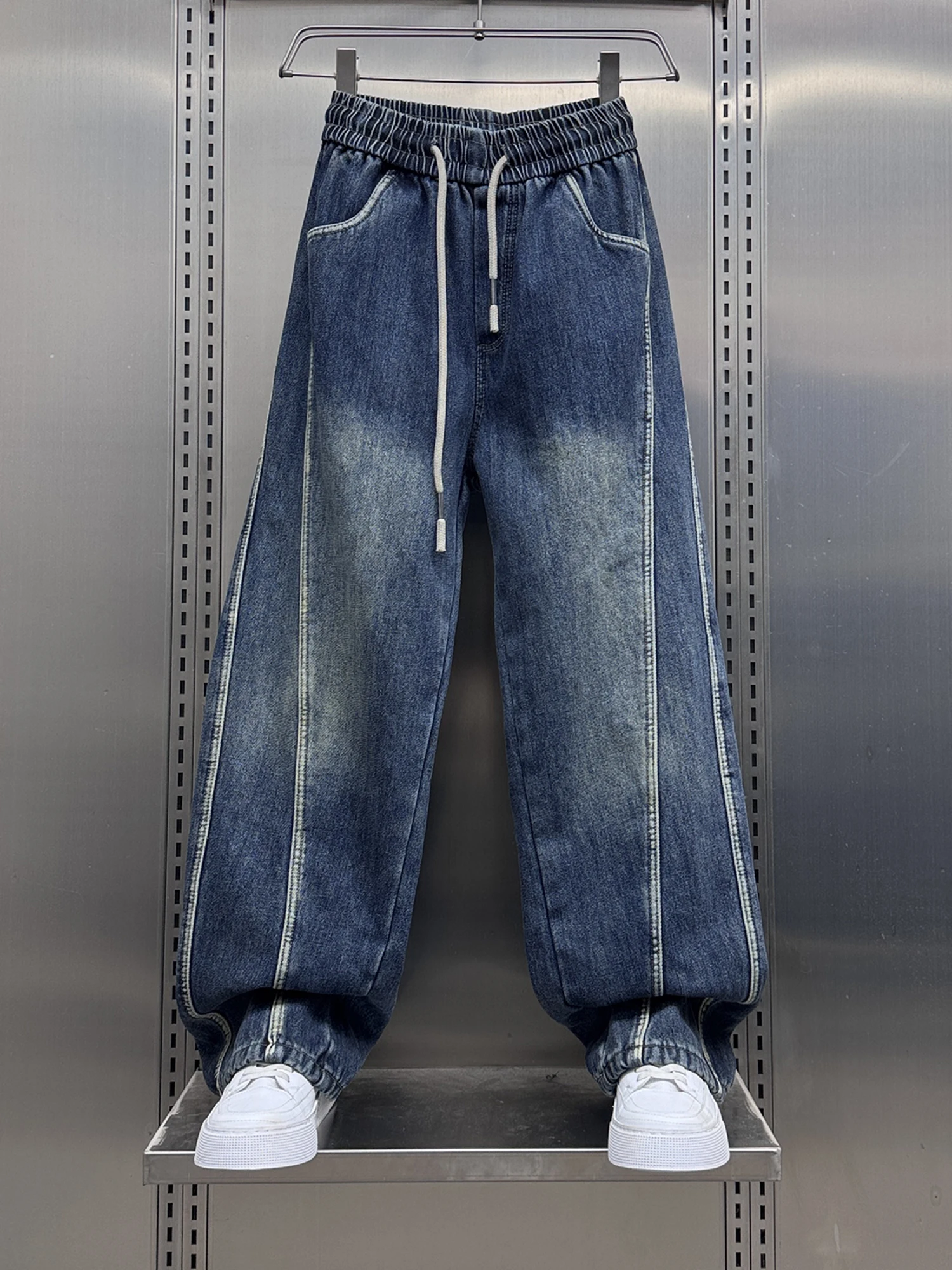 Waed Denim Jeans Men's Loose Casual Straight Leg Fce-lined Stripe Patterned Dstring Waist Autumn Winter Faion
Waed Denim Jeans Men's Loose Casual Straight Leg Fce-lined Stripe Patterned Dstring Waist Autumn Winter Faion