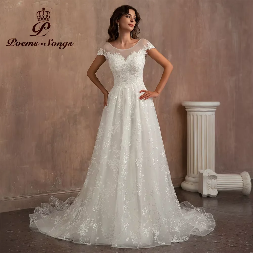 Customized Luxury Lace Wedding Dresses for Women Cap Sleeves Bridal Gown Vestido De Casamento Vestidos De Novia
Customized Luxury Lace Wedding Dresses for Women Cap Sleeves Bridal Gown Vestido De Casamento Vestidos De Novia