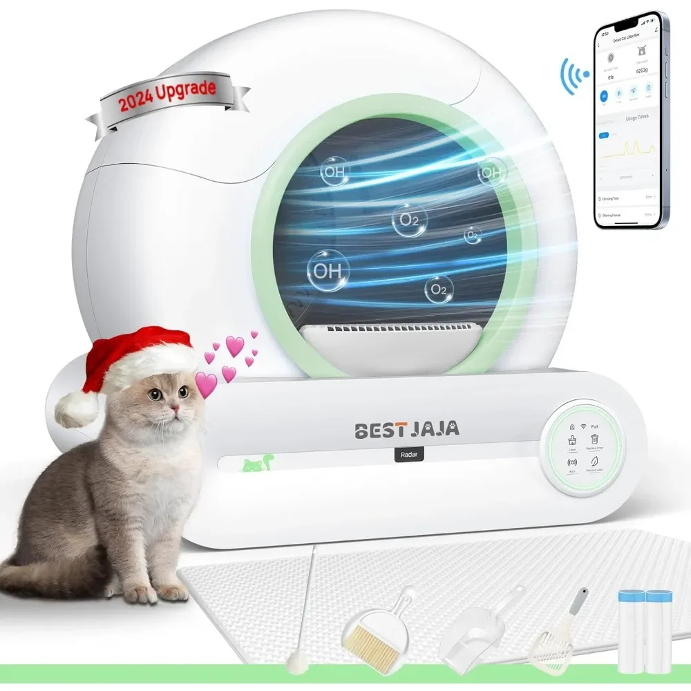 Self Cleaning Litter Box,Automatic Cat Litter Box with Mat & Multiple Cleaning Tools,68L+9L Large Capacity Litter Robot
Self Cleaning Litter Box,Automatic Cat Litter Box with Mat & Multiple Cleaning Tools,68L+9L Large Capacity Litter Robot