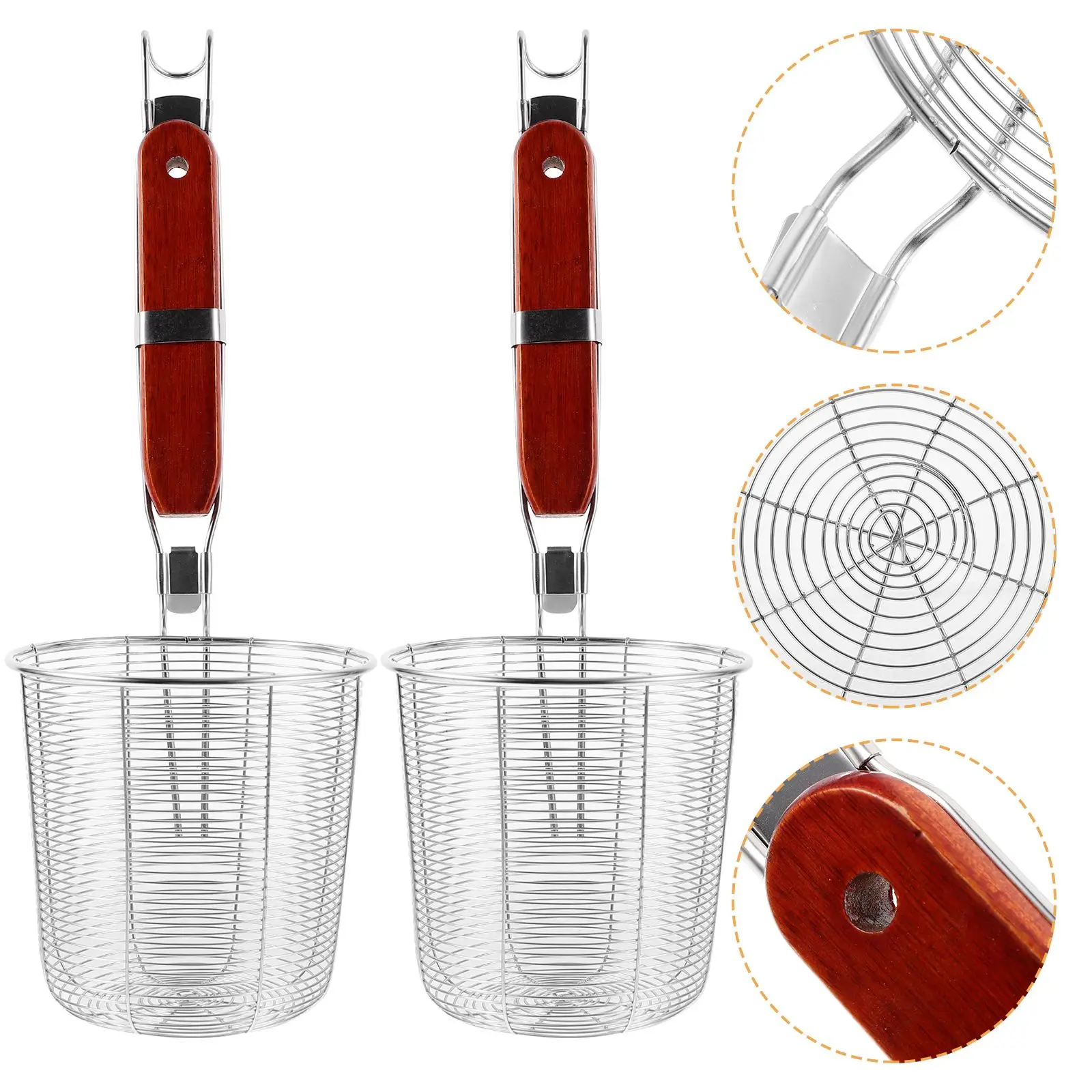 2Pcs StainlessSteelColander MeshSpiderStrainer NoodleSkimmer DumplingFilter LongWoodenHandle KitchenCookingTools HomeRestaurant
2Pcs StainlessSteelColander MeshSpiderStrainer NoodleSkimmer DumplingFilter LongWoodenHandle KitchenCookingTools HomeRestaurant