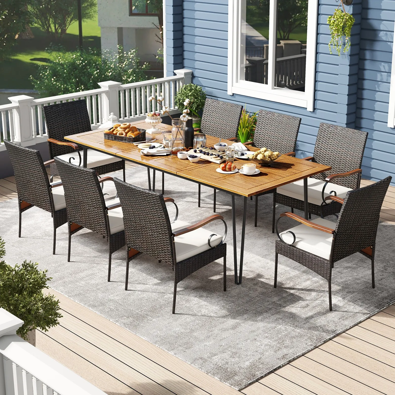 9 PCS Outdoor Patio Dining Set Acacia Wood Square & Table Armchairs Set of 8
9 PCS Outdoor Patio Dining Set Acacia Wood Square & Table Armchairs Set of 8