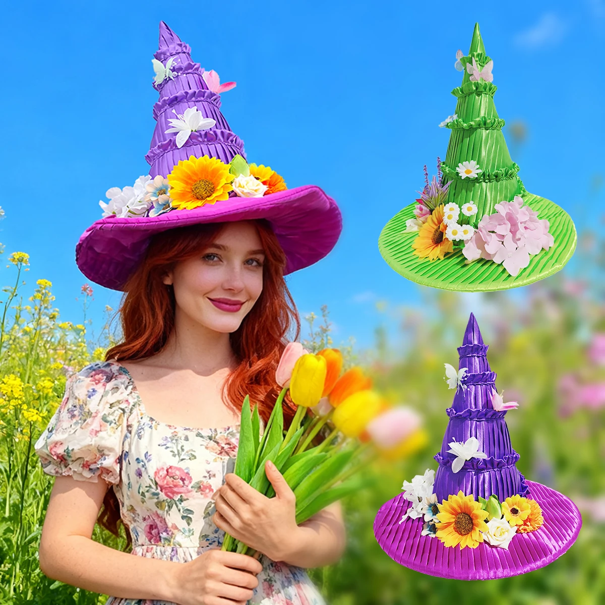 Pleated Wizard Cap with Floral Accent for Halloween, Cosplay & Daily Wear
Pleated Wizard Cap with Floral Accent for Halloween, Cosplay & Daily Wear