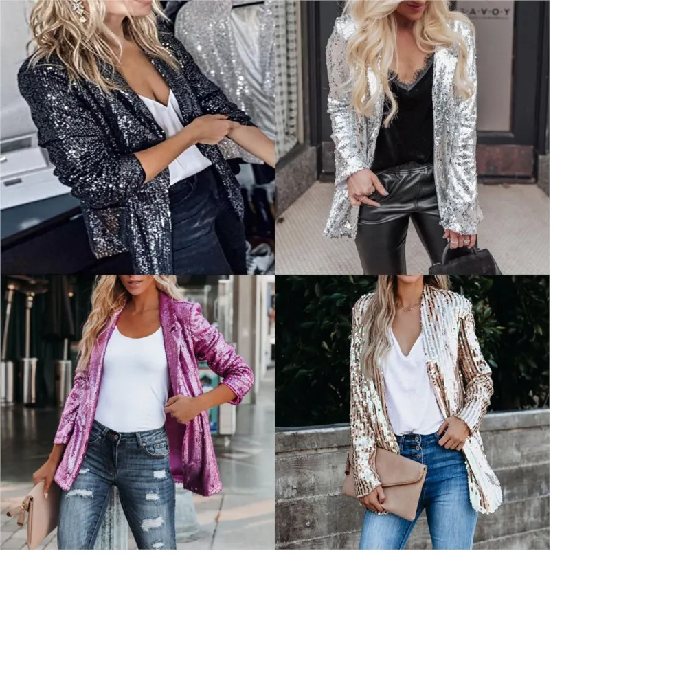 Sequin Long-sleeved Temperament Small Suit Jacket Women's Clothing Casacos Feminino Blazer Feminino Casual Ropa De Mujer
Sequin Long-sleeved Temperament Small Suit Jacket Women's Clothing Casacos Feminino Blazer Feminino Casual Ropa De Mujer