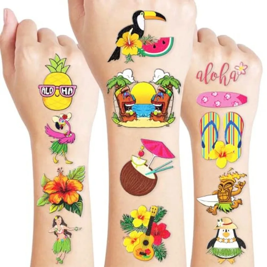 60 PCS Hawaiian Temporary Tattoos for - Pre-Cut Luau Party Decorations and Favors, Tropical Summer Beach Aloha Stickers for Bir
60 PCS Hawaiian Temporary Tattoos for - Pre-Cut Luau Party Decorations and Favors, Tropical Summer Beach Aloha Stickers for Bir
