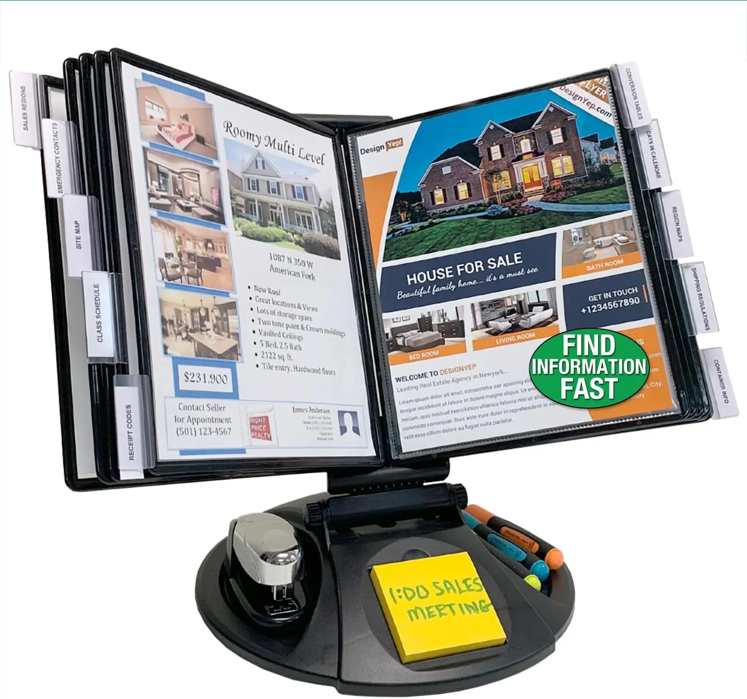 Adjustable Desk Organizer with 10 Pockets, Storage Base, EZ-Load Pockets for 20 Sheets, Includes Indexing Tabs, Black
Adjustable Desk Organizer with 10 Pockets, Storage Base, EZ-Load Pockets for 20 Sheets, Includes Indexing Tabs, Black