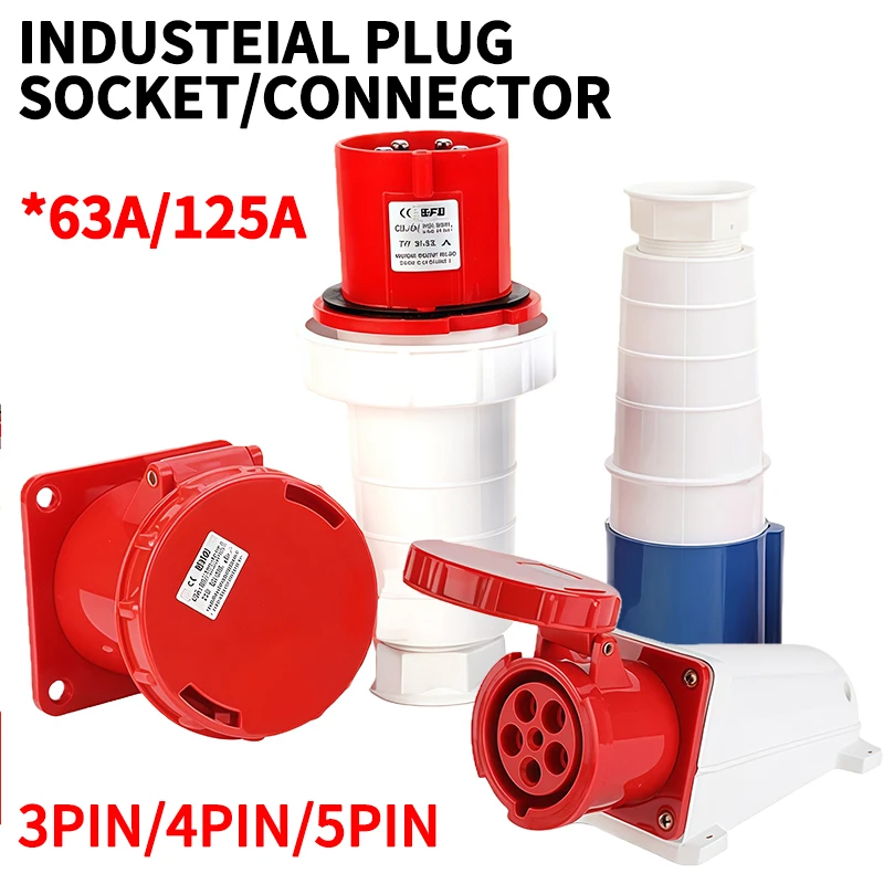 Waterproof Industrial Plug-3/4/5 Pin dustproof socket IP67 Male and Female 63a 125a Mounted industrial socket 380V 415V
Waterproof Industrial Plug-3/4/5 Pin dustproof socket IP67 Male and Female 63a 125a Mounted industrial socket 380V 415V