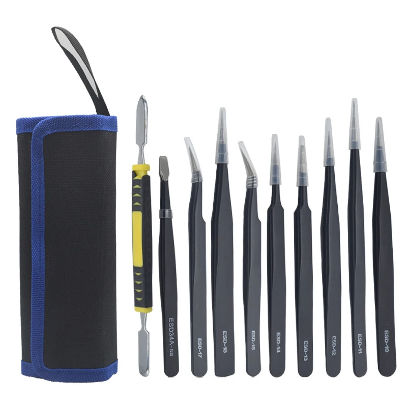 10/9pcs Anti-static ESD Stainless Steel Tweezers Maintenance Tools Industrial Precision Curved Straight Tweezers Repair Tools
10/9pcs Anti-static ESD Stainless Steel Tweezers Maintenance Tools Industrial Precision Curved Straight Tweezers Repair Tools