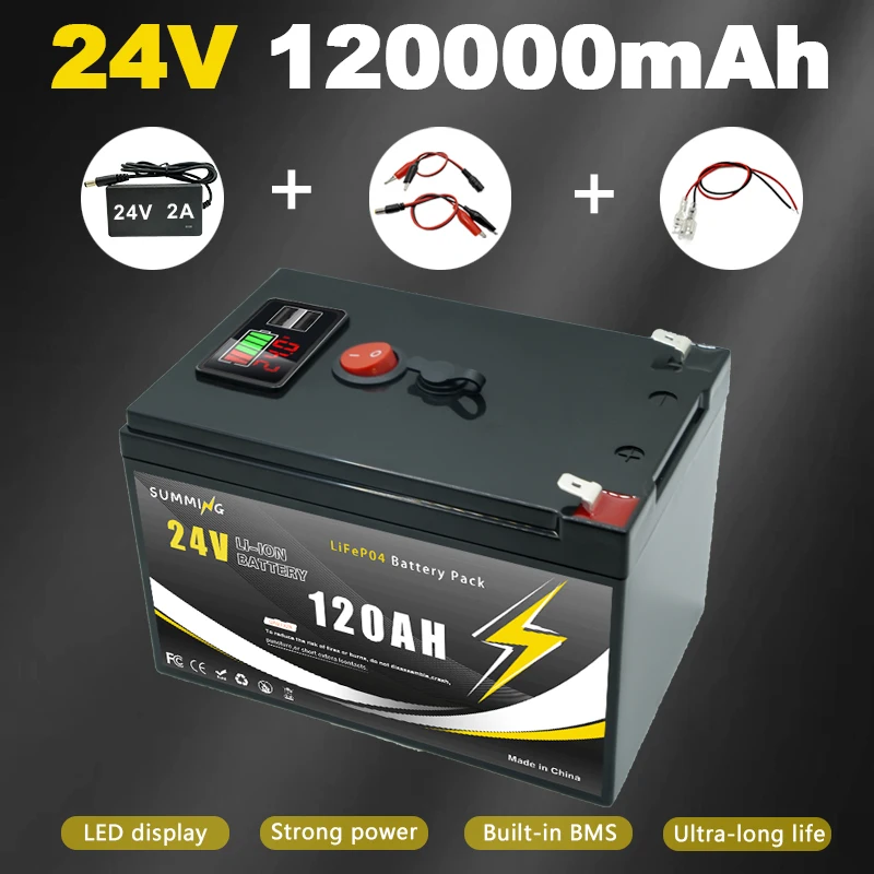 24V 18650 Battery 120Ah Lithium Battery LiFeP04 with BMS 4000+Cycles Perfect for Solar Fish Finder Power Wheel Boat Home RV
24V 18650 Battery 120Ah Lithium Battery LiFeP04 with BMS 4000+Cycles Perfect for Solar Fish Finder Power Wheel Boat Home RV
