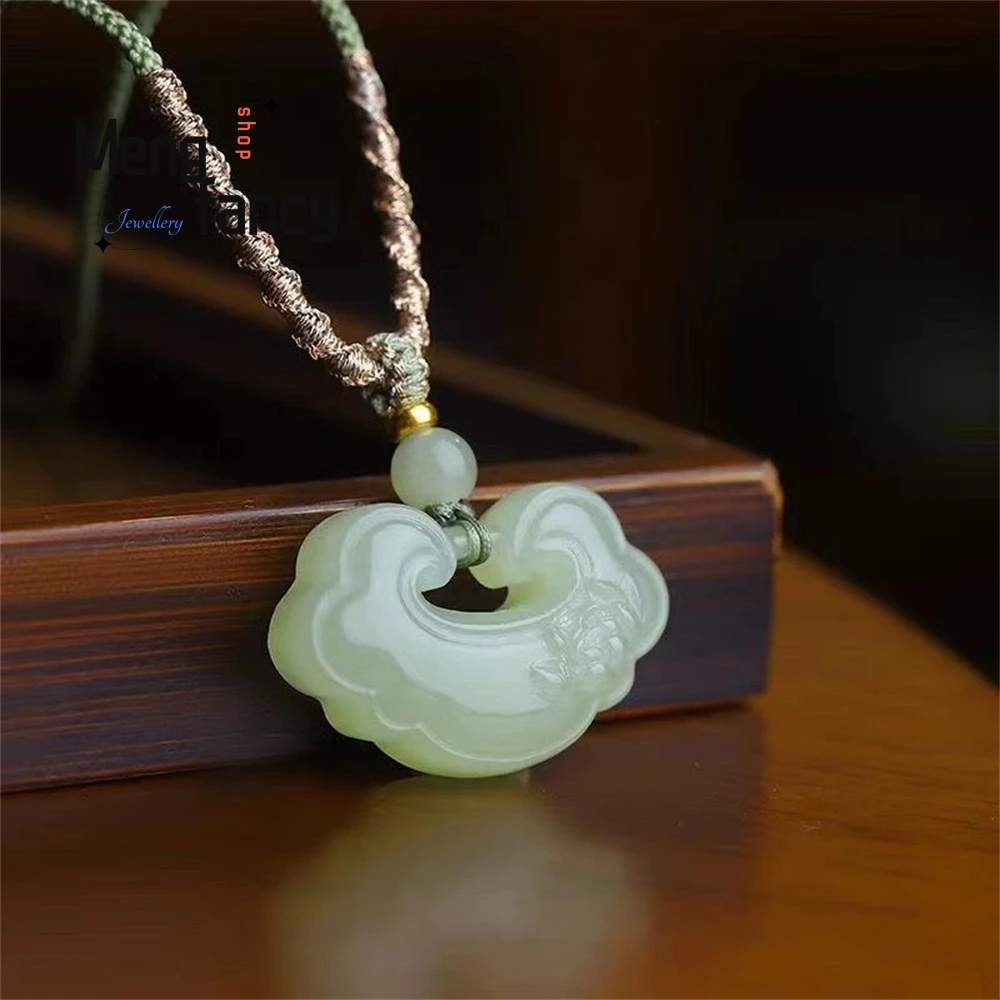 Natural Jade Peace Lock Necklace, Jade Ruyi Lotus Pendant, Chinese Simple Neck Accessory Fashion Jewelry Best Selling Elegant
Natural Jade Peace Lock Necklace, Jade Ruyi Lotus Pendant, Chinese Simple Neck Accessory Fashion Jewelry Best Selling Elegant