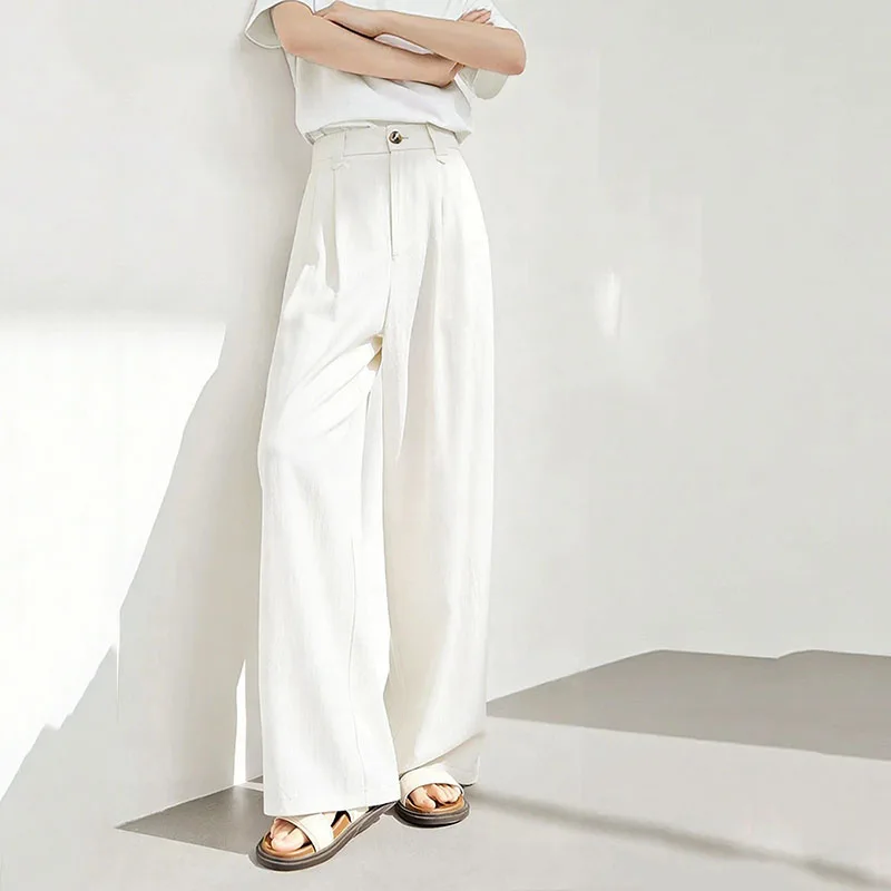 Spring Summer Wide Leg Trousers Women for 2026 New Casual Solid High Waist Slimming Straight Pants Thin Cotton and Linen Pants
Spring Summer Wide Leg Trousers Women for 2026 New Casual Solid High Waist Slimming Straight Pants Thin Cotton and Linen Pants