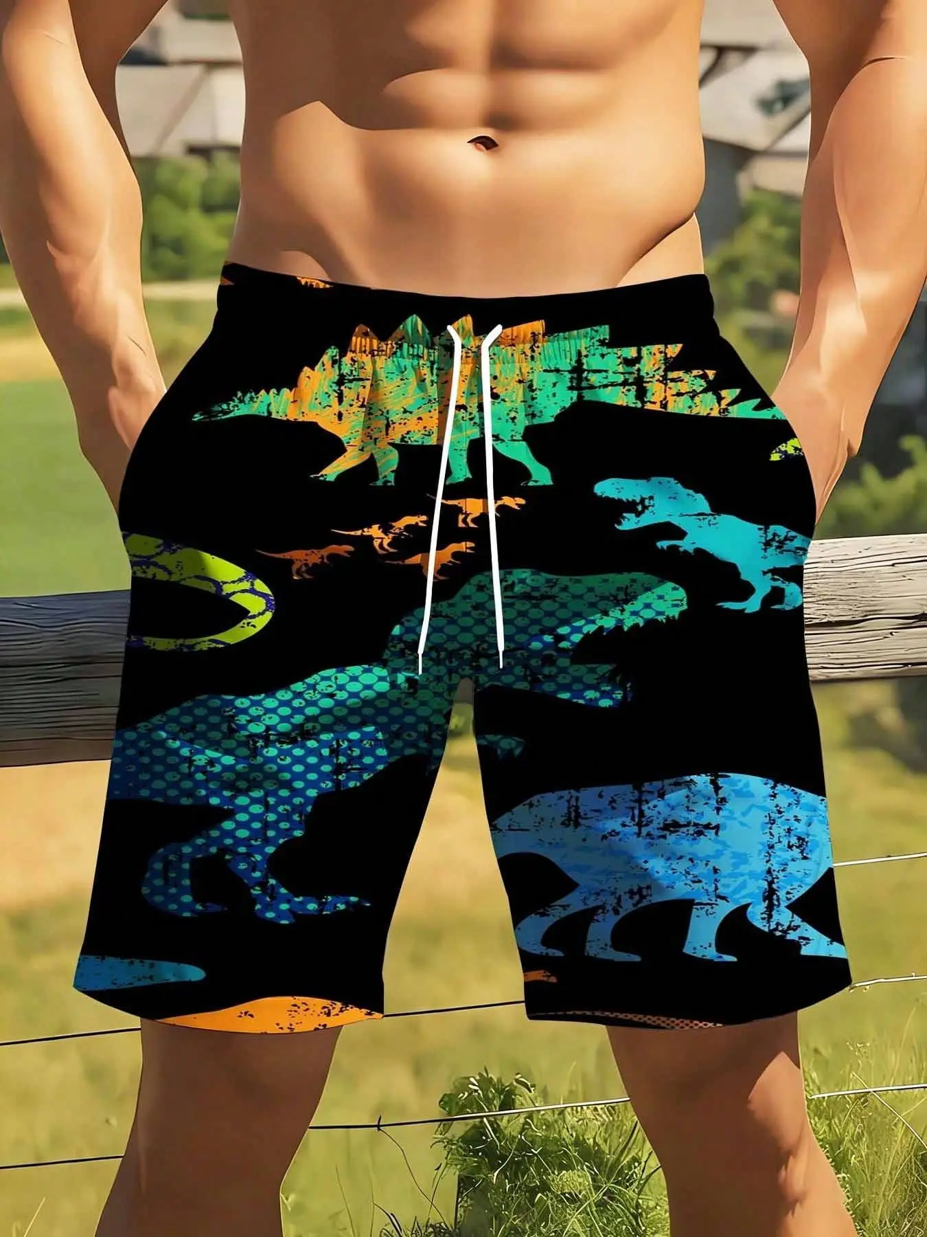 Dinosaur Print Swim Shorts For Men Quick Dry Beach Board Shorts With Drawstring Elastic Waist Summer Outdoor Wear
Dinosaur Print Swim Shorts For Men Quick Dry Beach Board Shorts With Drawstring Elastic Waist Summer Outdoor Wear