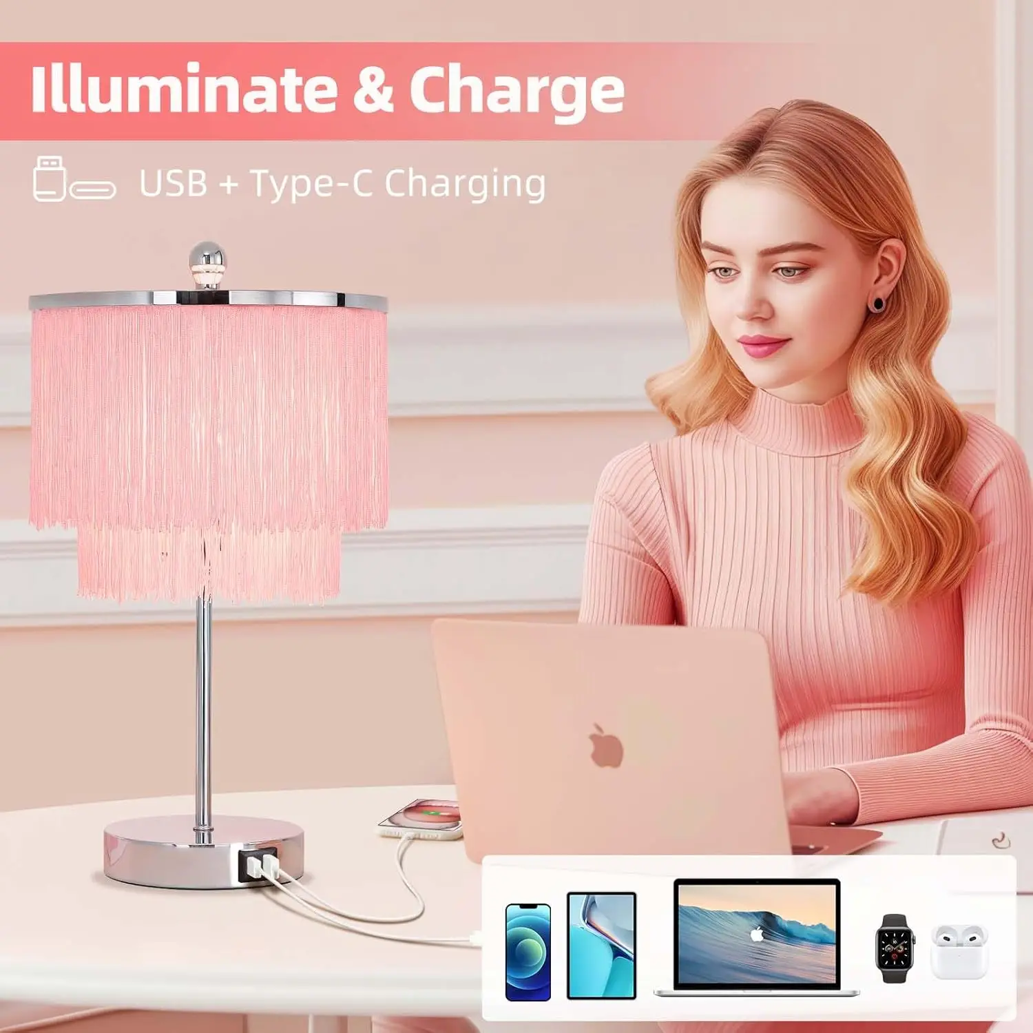 Pink Lamp For Girls Room, 3-Way Dimmable Touch Lamps With Usb Port, Girls Lamp With Tassel Lampshade, Pink Table Lamp For
Pink Lamp For Girls Room, 3-Way Dimmable Touch Lamps With Usb Port, Girls Lamp With Tassel Lampshade, Pink Table Lamp For