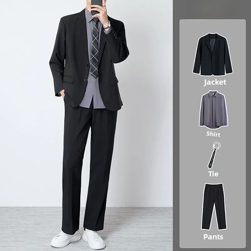 Black Business Casual Suit Set for Men Spring Autumn Shoulder Pad Fashionable Mature Style Professional Jacket
Black Business Casual Suit Set for Men Spring Autumn Shoulder Pad Fashionable Mature Style Professional Jacket