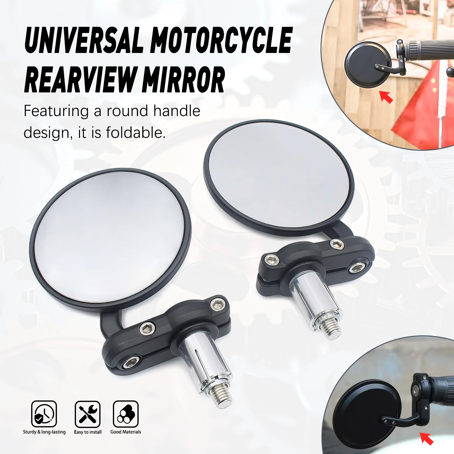 2pcs Universal Motorcycle Rear View Mirrors Round Handle Bar End Foldable Motorbike For Yamaha XT660 125 WR250 For Aprilia SR50R
2pcs Universal Motorcycle Rear View Mirrors Round Handle Bar End Foldable Motorbike For Yamaha XT660 125 WR250 For Aprilia SR50R