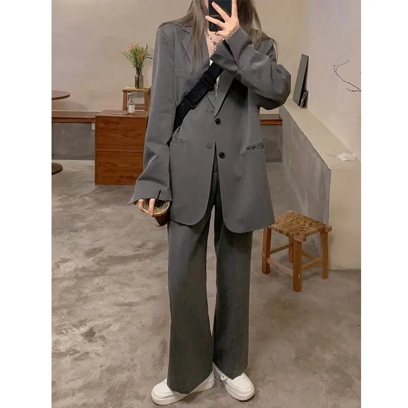 Insozkdg Autumn Retro Casual Blazer Coats Wide Leg Pants Set Commuting Solid Color Loose Single Breasted Coat Two-piece Sets
Insozkdg Autumn Retro Casual Blazer Coats Wide Leg Pants Set Commuting Solid Color Loose Single Breasted Coat Two-piece Sets