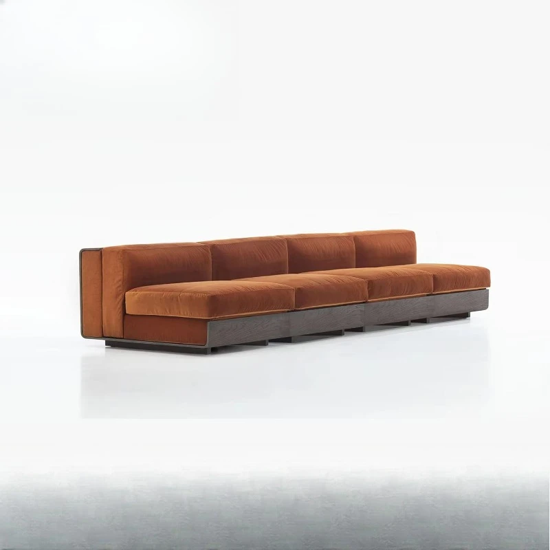 Modern designer hotel fabric combination sofa semi-circular brass legs high density sponge filling can be light
Modern designer hotel fabric combination sofa semi-circular brass legs high density sponge filling can be light