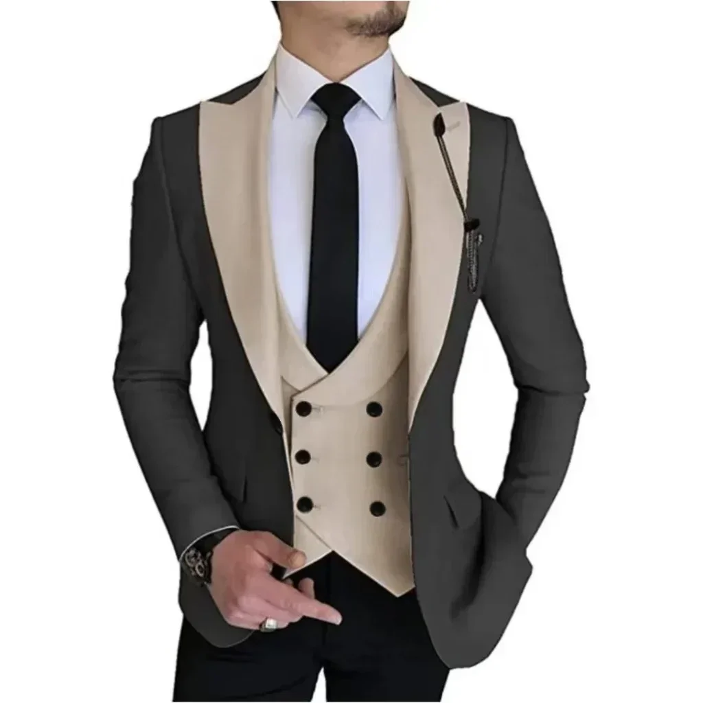 Formal Men's Suits 3 Pieces Blazer Vest and Pants Set Peak Lapel High Quality Tuxedo Set for Wedding Business Customizable
Formal Men's Suits 3 Pieces Blazer Vest and Pants Set Peak Lapel High Quality Tuxedo Set for Wedding Business Customizable