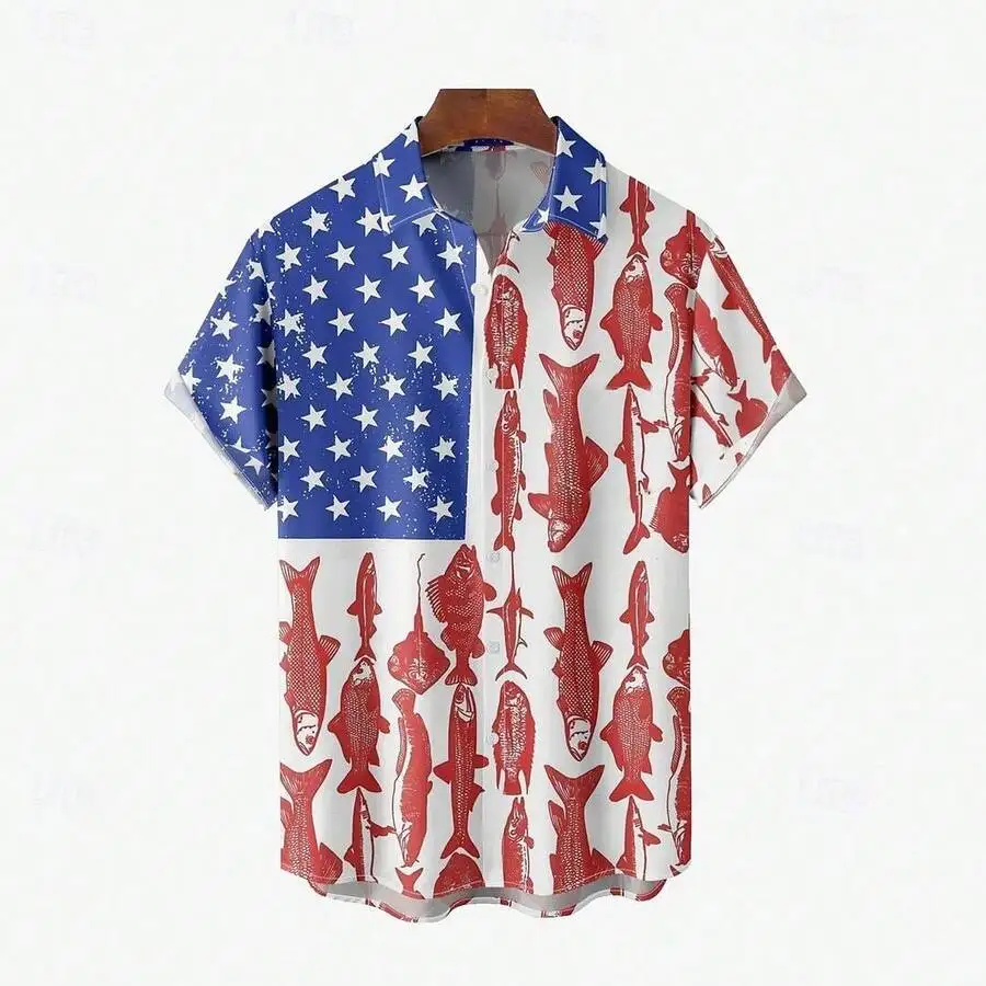 Mens American Flag Patriotic 3D Print Short Sleeve Button Up Casual Shirt
Mens American Flag Patriotic 3D Print Short Sleeve Button Up Casual Shirt