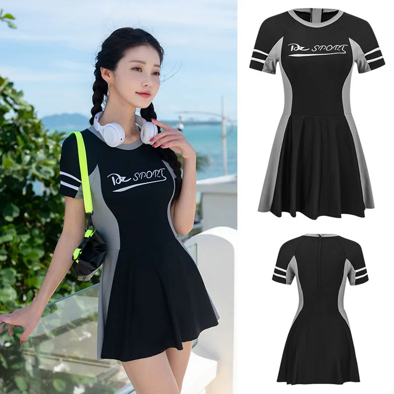 Womens One Piece Swimsuit Swim Dress Tummy Control Bathing Suits Short Sleeve Swimwear with Skirt/Boyshorts Rash Guard Athletic
Womens One Piece Swimsuit Swim Dress Tummy Control Bathing Suits Short Sleeve Swimwear with Skirt/Boyshorts Rash Guard Athletic