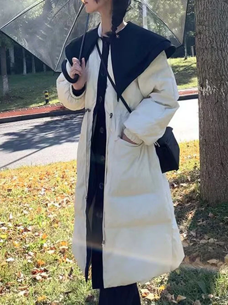 Straight Cotton Coat Women Lapel Collar Color Block Women Long Parkas Stylish Chic Outerwear Winter Warm Clothes H439
Straight Cotton Coat Women Lapel Collar Color Block Women Long Parkas Stylish Chic Outerwear Winter Warm Clothes H439