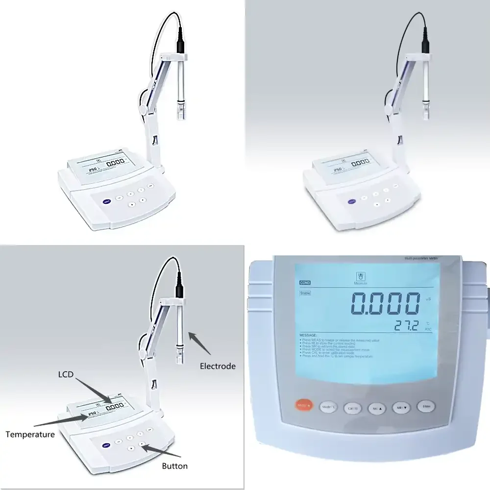 Benchtop Conductivity Meter 0.01~20.00mS/cm Accuracy: 1% F.S with Temperature Show
Benchtop Conductivity Meter 0.01~20.00mS/cm Accuracy: 1% F.S with Temperature Show